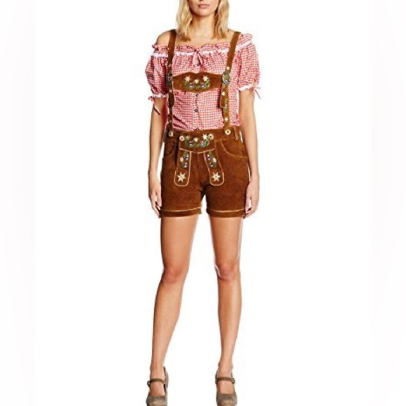 Leather Bavarian German Floral Lederhosen Oktoberfest Outfit Sz S - Picture 1 of 16